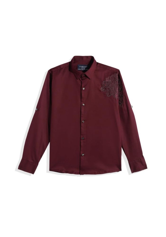 CHARCHIT Boys Regular Fit Plain Full Sleeve Shirt - Image 5